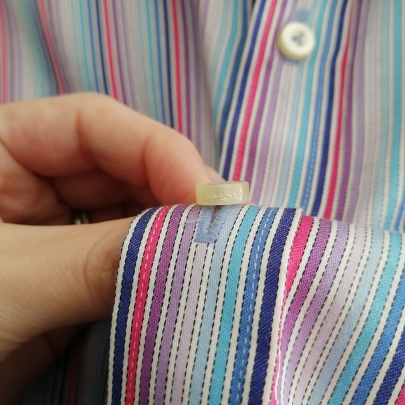 Robert Graham Men's 100% Cotton Striped Dress Shirt Purple, Pink, Blue 41 or 16 - Picture 8 of 16